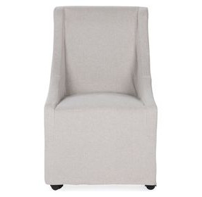 Warwick Stone Beige Upholstered Dining Chair with Casters