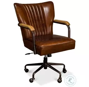 Parker Vintage Cigar Leather Swivel Office Chair