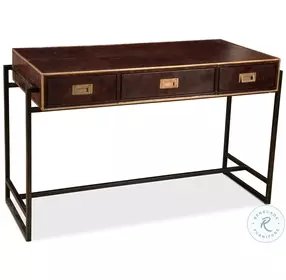 Old Brown Brown Leather Desk