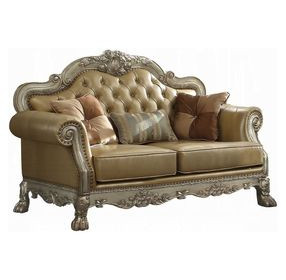 Dresden Bone 64" Loveseat with Pillow and Nailhead Trim