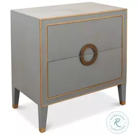 53163 Gray Leather Embossed Shagreen Nightstand
