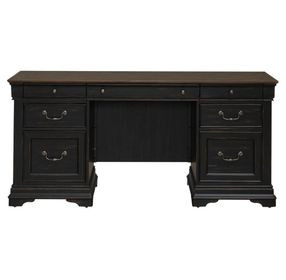 Meritage Aged Charcoal and Caramel 66" Executive Credenza