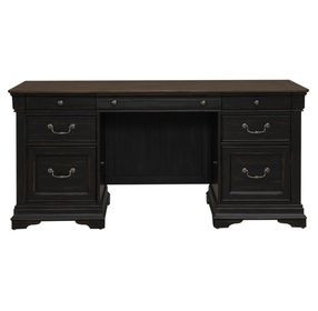 Meritage Aged Charcoal and Caramel 66" Executive Desk