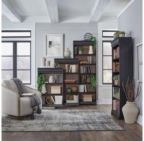 Meritage Aged Charcoal and Caramel Stepped Bookcase Wall