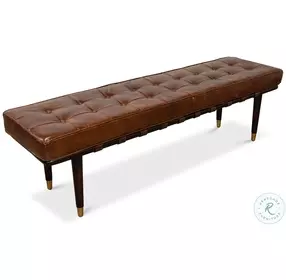 Prince Albert Brown Leather Bench