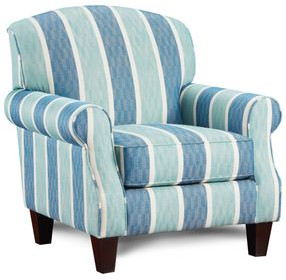 Grande Glacier Blue and White Upholstered Accent Chair