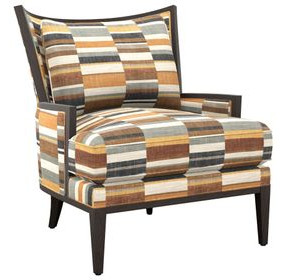 Featured Gray and White Upholstered Atwood Accent Chair with Pillow by Barclay Butera