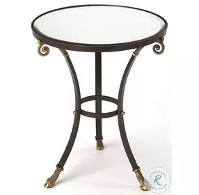 Meurice Black Glass and Metal Accent Table