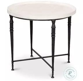 Nathaniel Elegance Antique Black And Off White Side Table