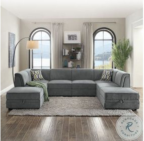 Bois Gray Velvet Modular Sectional