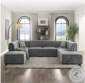 Bois Gray Velvet Modular Sectional