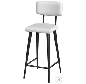 Saddle White Leather Counter Height Stool