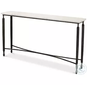Mykos White Marble And Wrought Iron Console Table