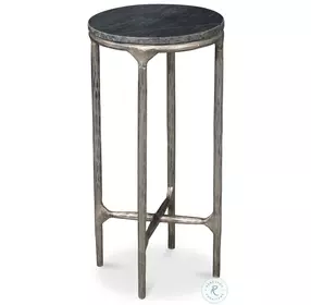 Derrick Black Marble And Antiqued Nickle End Table