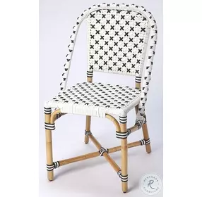 Tenor White And Black Rattan Performance Fabric Dining Chair