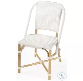 Tenor Distressed White and Black Rattan Performance Fabric Side Chair