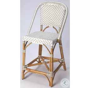 Solstice White And Tan Rattan Performance Fabric Counter Height Stool