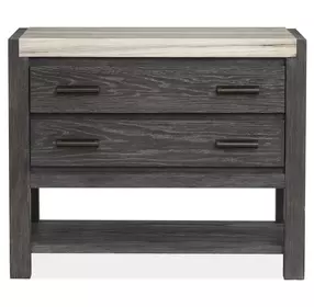 Plum Creek Ravenwood Black and White 2 Drawer Open Marble Top Nightstand with USB Charging