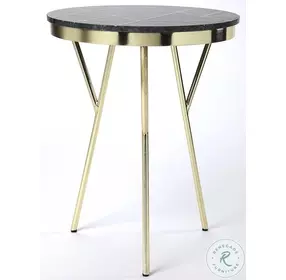 Haven Green Marble And Brass Accent Table