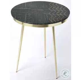 Hollings Green Marble And Brass Accent Table