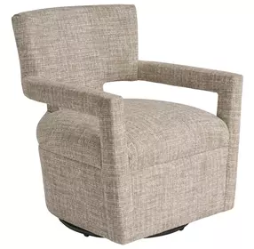 Woodside Brown Upholstered Swivel Accent Chair by Barclay Butera