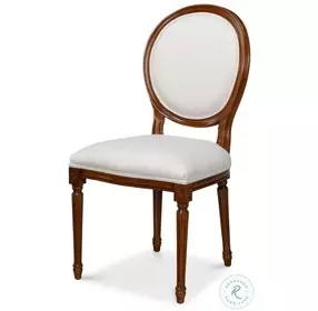 Hugo Soft White And Old World Walnut Side Chair Set of 2