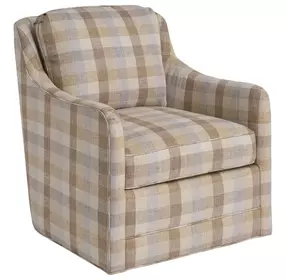 Glenhaven Beige and Brown Upholstered Swivel Accent Chair by Barclay Butera