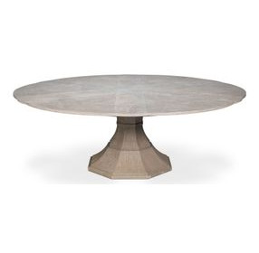 Giselle Jupe Moonskin 86" Extendable Round Dining Table