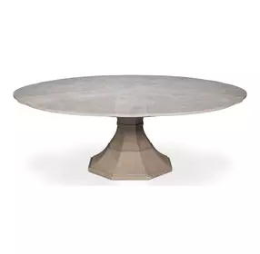 Giselle Jupe Moonskin 86" Extendable Round Dining Table