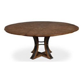 Tower Jupe Light Mink and Dark Hammered 71" Extendable Round Dining Table