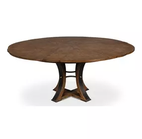 Tower Jupe Light Mink and Dark Hammered 71" Extendable Round Dining Table