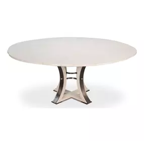 Tower Jupe White and Hammered Iron 71" Extendable Round Dining Table