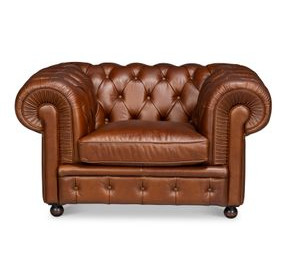 Savile Dark Brown Leather Upholstered Lounge Chair