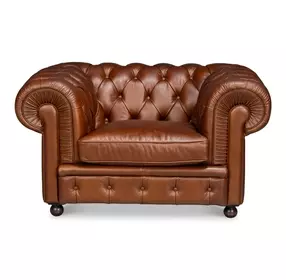 Savile Dark Brown Leather Upholstered Lounge Chair