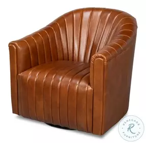 Essex Havana Brown Leather Swivel Chair