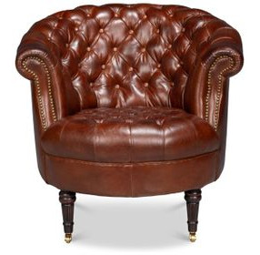 Bastian Newark Brown Leather Upholstered Armchair