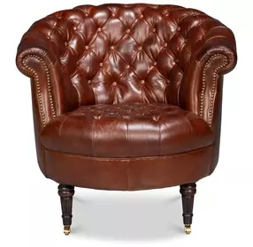 Bastian Newark Brown Leather Upholstered Armchair