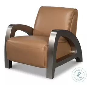 Carlisle Caramel Brown Leather Arm Chair