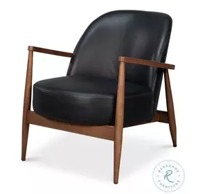 Pindar Onyx Black Leather Arm Chair