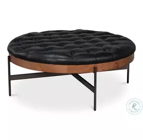 Corbet Onyx Black Leather Cocktail Ottoman