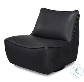 Kennett Santoni Black Leather Swivel Chair