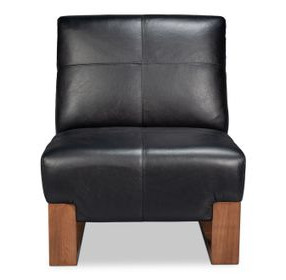 Wylam Onyx Black Leather Upholstered Accent Chair