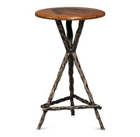 Pewter Leaf Brown Round Planter's Table