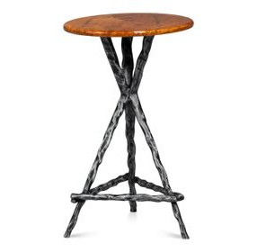 Pewter Leaf Brown and Gray Round Planter's Table