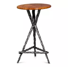 Pewter Leaf Brown and Gray Round Planter's Table