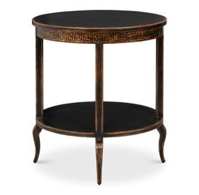 Golden Rim Ebony Round Side Table