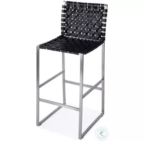 Urban Black Leather Bar Stool