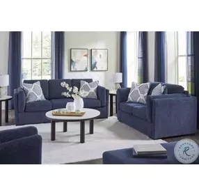 Evansley Navy Performance Fabric Living Room Set