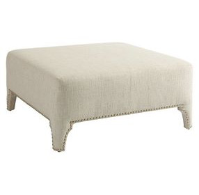Sheffield Beige 43" Upholstered Cocktail Ottoman with Nailhead Trim