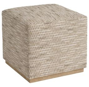 Colby Beige and Brown Upholstered Square Ottoman by Barclay Butera
